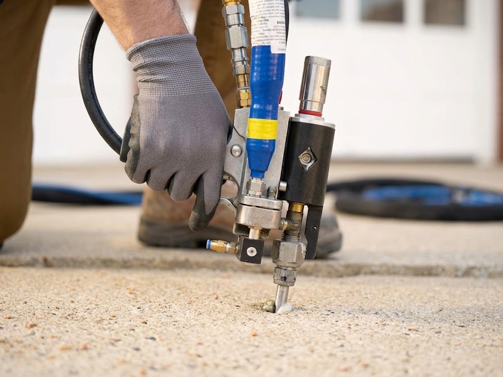 Polyurethane foam injection for concrete leveling